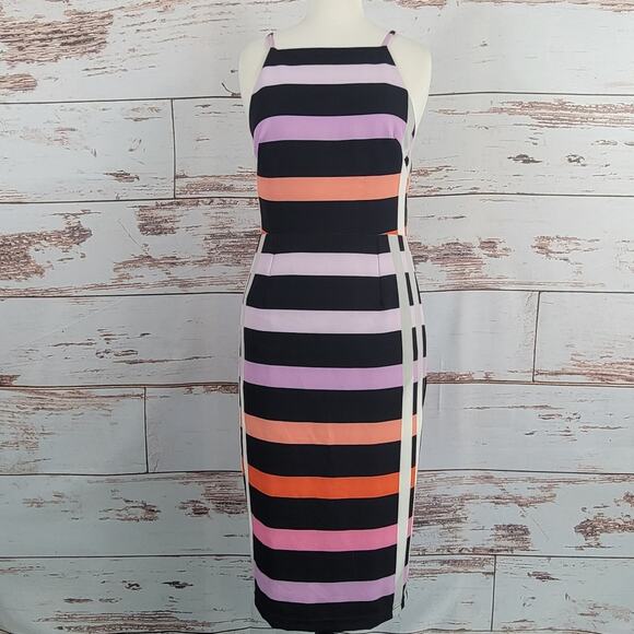 Pasduchas Striped Midi Sheath Dress 10 AUS / 6 US - Picture 1 of 9